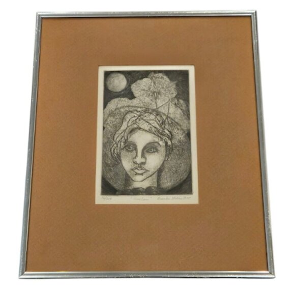 Franki Morris 1975 Signed Limited Edition Gray Framed "Noelan" Sketched Face Art - Picture 1 of 9